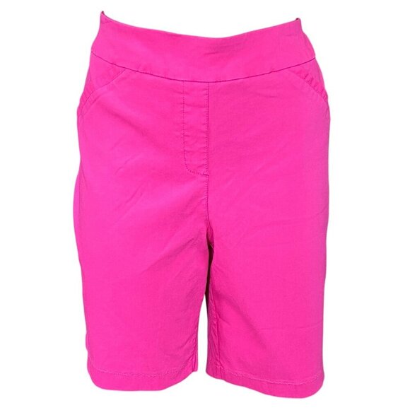 Coral Bay Pink Rayon Blend Stretch Shorts Women Sz 16 Inseam 8.5" #27T - Picture 5 of 11